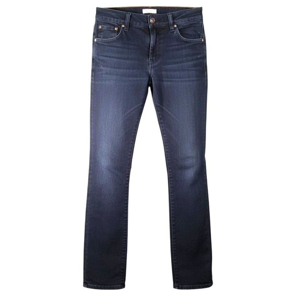 Unionbay Women 5 Bootcut Jeans Cotton Spandex Dark Wash Distressed Hem Y2K Denim